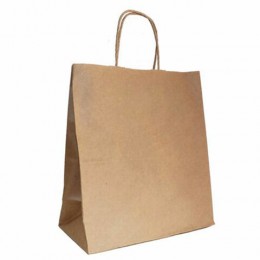 Пакет крафт без печати, крученые ручки, плотность 90г/м2, 22*12*25 см 