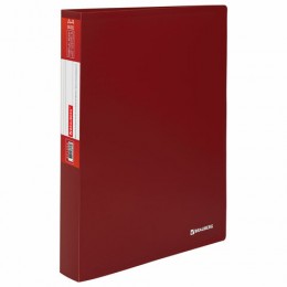 Папка с 100 вкладышами красная BRAUBERG 'Office', 0,8мм, корешок 35мм