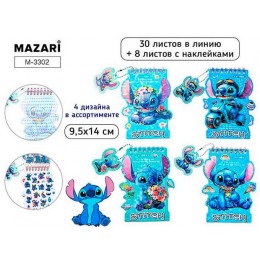 Блокнот А6 30л, гребень, линия 'Ушастик' MAZARI + наклейки