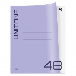 Тетрадь 48л клетка 'UniTone. Neon' BG, пласт. обложка, сиреневая