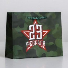 Пакет подарочный 15*12*5,5см '23 феврала' ламинированый, горизонтальный