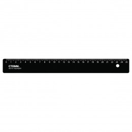 Линейка 25см пластик, черная СТАММ