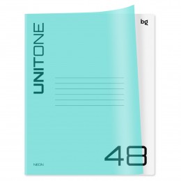 Тетрадь 48л клетка 'UniTone. Neon' BG, пласт. обложка, голубая
