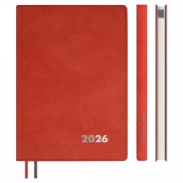 Еженедельник 2026г. А5+ 80л. коралловый 'Нубук' ESCALADA, кожзам