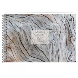 Скетчбук А5+ 30л, гребень, 'Древесные текстуры' КАНЦ-ЭКСМО, 180г/м2, твердая обложка