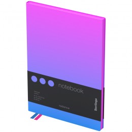 Записная книжка А5 80л 'Radiance' BERLINGO, черный срез, кожзам розовый/голубой градиент