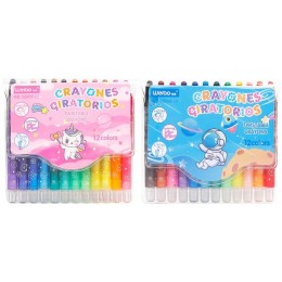 Восковые мелки 12цв Weibo, выкручивающиеся