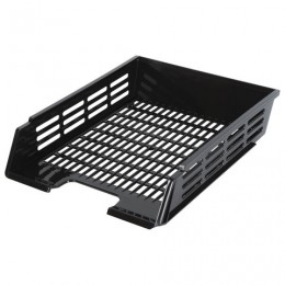 Лоток горизонтальный черный 'Basic' BRAUBERG, с пазами, сетчатый