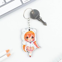Брелок для ключей 'Рыжая девочка' аниме, деревянный, 4*6см