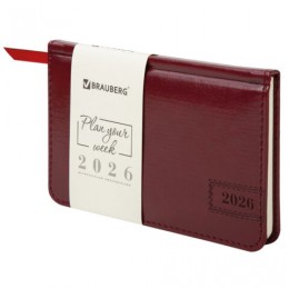 Еженедельник 2026г. А6 64л. бордо 'Imperial' BRAUBERG, кожзам
