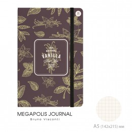 Блокнот А5 100л, клетка 'Megapolis Journal. Специи и пряности. Vanilla' Bruno Visconti, на резинке