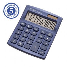 Калькулятор 10 разрядов настольный CITIZEN SDC-810NRNVE темно-синий, двойное питание, 102*124*25мм