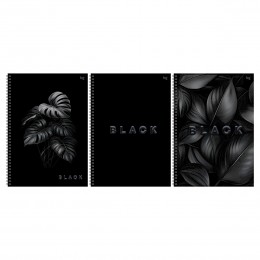Тетрадь А4 96л клетка, гребень, 'Just black' BG, soft-touch ламинация