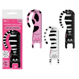 Набор линеек-закладок 3шт. 10см пластик, гибкая ФЕНИКС+ 'Кошачья эстетика'