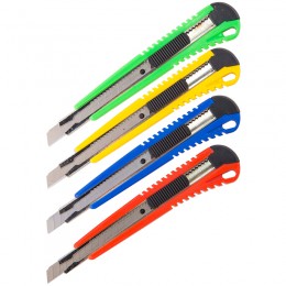 Нож канц. 9мм OfficeSpace, усиленный, с фиксатором, металл. направляющие