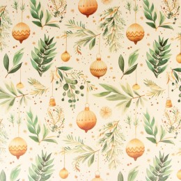 Бумага упаковочная 70*100см 'Веточки зимы' белый крафт