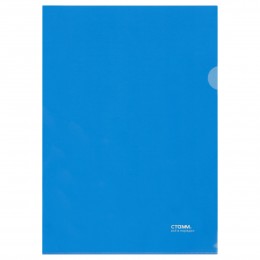 Папка-уголок А4 синяя прозрачная 180мкм СТАММ