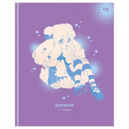 Дневник 1-4 кл. 48л гибкая обл., 'Anime girl' BG, матовая ламинация