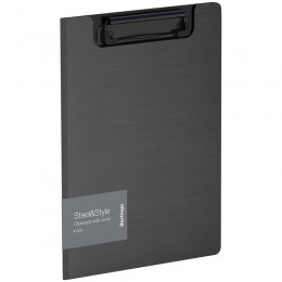Папка-планшет с прижимом А5+ пластик (полифом), черная BERLINGO 'Steel<br>Style'
