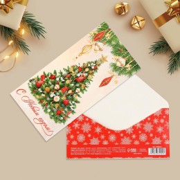 Конверт для денег 'С Новым годом!' елка, 16,5*8см