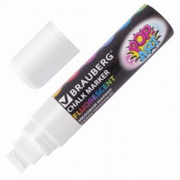 Маркер меловой 15мм белый BRAUBERG 'POP-ART', стираемый, для гладких поверхностей