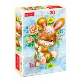 Пазл 30 эл. maxi HATBER 'Зайка с цветами' А4