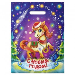 Пакет 30*40см 30мкм 'Символ года 2026 Бурка', полиэтиленовый с вырубной ручкой