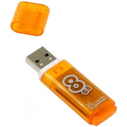 Карта памяти 8Gb Smart Buy 'Glossy' USB 2.0, Flash Drive, оранжевая