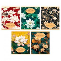 Тетрадь 48л А5 клетка 'Белый лотос' HATBER, пластиковая обложка