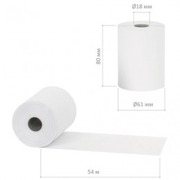 Лента чековая 80*18*54м термо, 48г/м2, BRAUBERG 