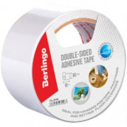 Клейкая лента 50мм*8м вспененная основа, двусторонняя BERLINGO, 1мм/уценка