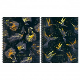 Тетрадь А5 120л клетка, гребень, 'Волшебный поток' BG, глянцевая ламинация, твердая обложка