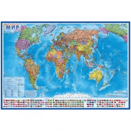 Карта Мира Политическая 199*134см, 1:15,5млн. интерактивная, с ламинацией, ГЛОБЕН