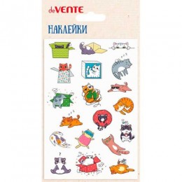 Наклейки 'Смешные котята' многоразовые, объемные, 10*15см, deVENTE