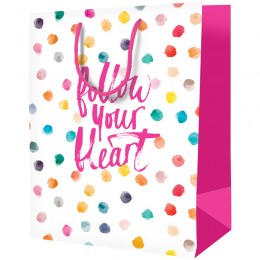 Пакет подарочный 11*14*6,5см 'Follow your heart' ламинированный, ArtSpace