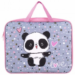 Папка с ручками А4 BRAUBERG 'Funny panda', на молнии, 1 отделение, полиэстер, 80мм