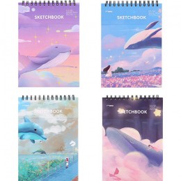 Скетчпад А4 30л, гребень, 'Морские животные' Mikirei, 130г/м2