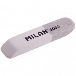 Ластик комбинированный MILAN '8030' 60*14*7мм, бело-серый, скошенный, натур. каучук