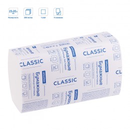 Полотенца бумажные OfficeClean Professional (V-сл) (H3) 1-слойные 200л/пач., 23*20,5, белые