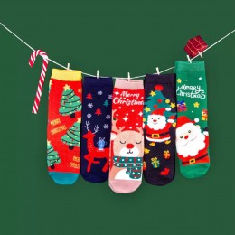 Носки 'Merry Christmas', высокие, единый размер 36-41, 80% хлопок, 15% полиэстер, 5% спандекс 
