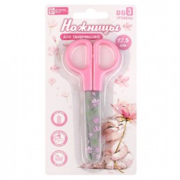 Ножницы 12,5см детские ФЕНИКС+ 'Кот с цветком', розовые, пластиковый футляр