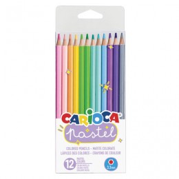 Карандаши 12цв CARIOCA 'Pastel', пастельные, шестигранные, заточенные