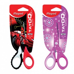 Ножницы 13см MAPED 'Tatoo Innovation', с цветной печатью, ассорти, картонная упаковка с европодвесом