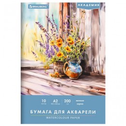 Папка для акварели А2 10л 200г/м2 'Полевые цветы' BRAUBERG АКАДЕМИЯ