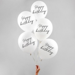Шары воздушные набор 5шт 12' 'Happy birthday' латексные, ассорти