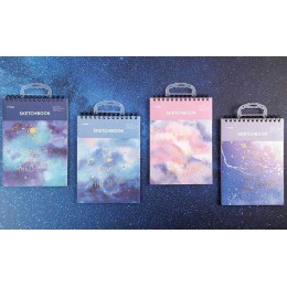 Скетчпад А4 30л, гребень, 'Галактика' Mikirei, 130г/м2
