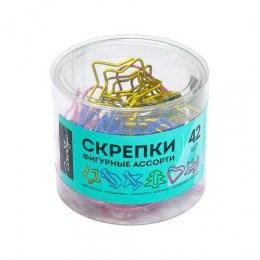 Скрепки фигурные 28*45мм 42шт ГЛОБУС, пластик, ассорти