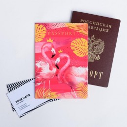 Обложка для паспорта 'Розовый фламинго' 