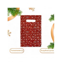 Пакет 20*30см 30мкм 'Снежинки', полиэтиленовый с вырубной ручкой