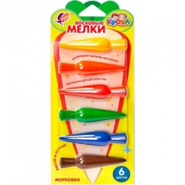 Восковые мелки 6цв ЛУЧ 'Кроха. Морковки', фигурные